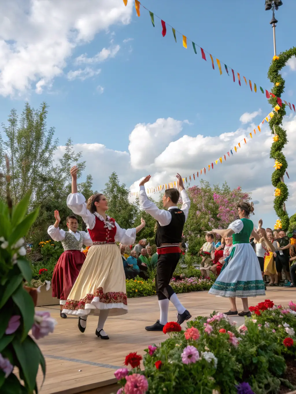 A diverse group of people participating in a traditional Greek dance workshop, demonstrating the cultural activities offered by Le Blues Du Piree.